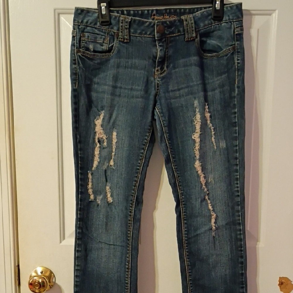 Amethyst Jeans Women's Distressed Skinny Jeans - Blue Juniors